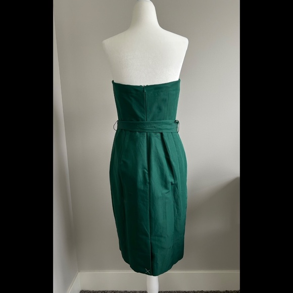 J.Crew NWT Tie-Waist Strapless Dress in Faille Green Size 4 - Picture 2 of 6